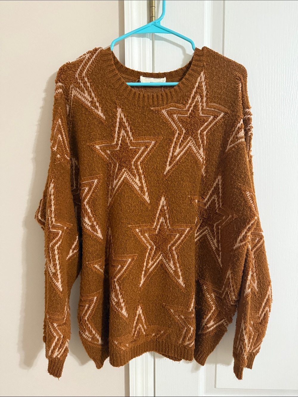 Women’s Brown Star Pattern Crewneck Sweater